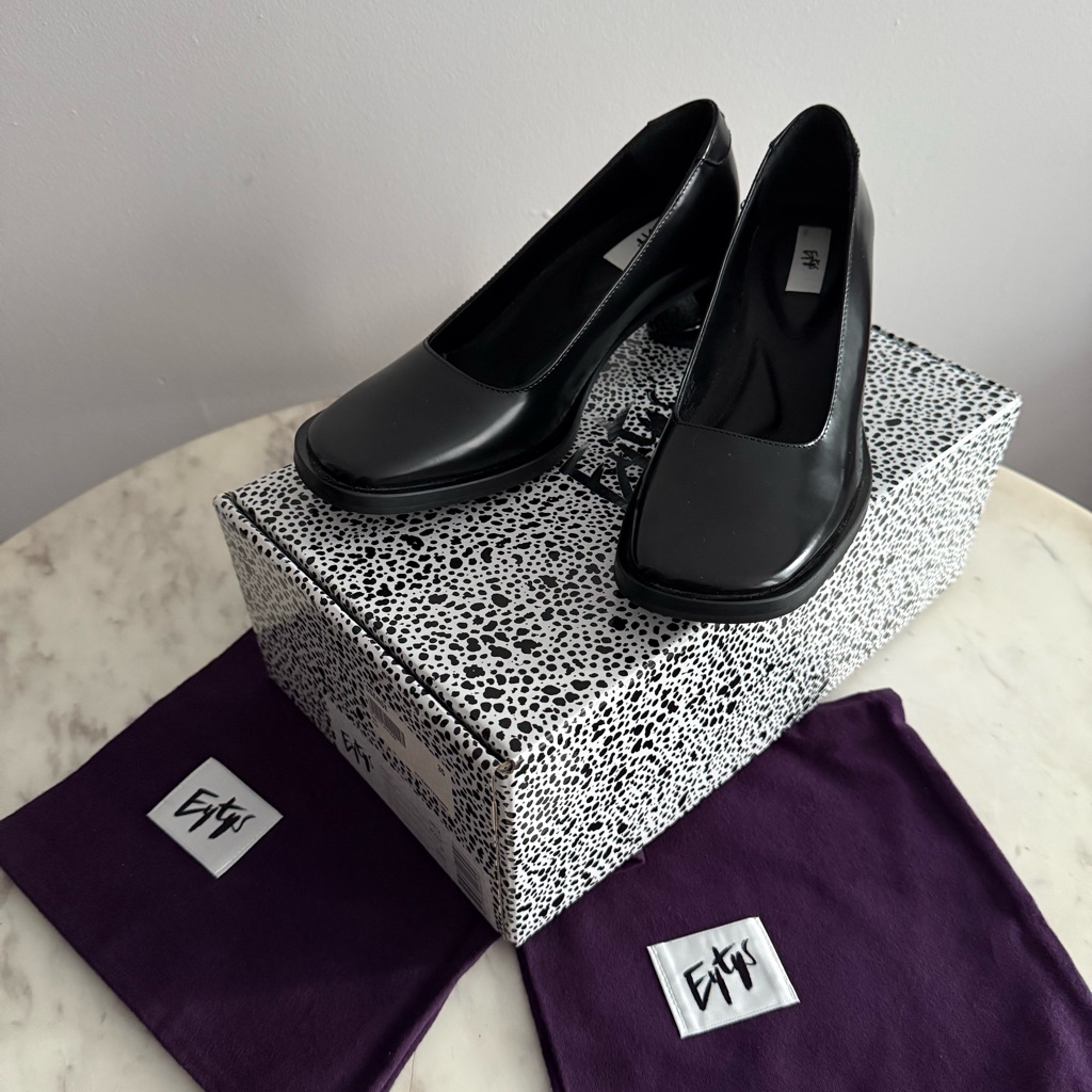 *Nib* Eytys Black Onyx Heels Polished Leather Strucutral Heel Size 35